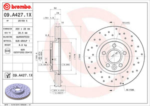 Product of Brembo 09A4271XC02 Xtra Vented Cross Drilled 1 Piece Brake Rotor 