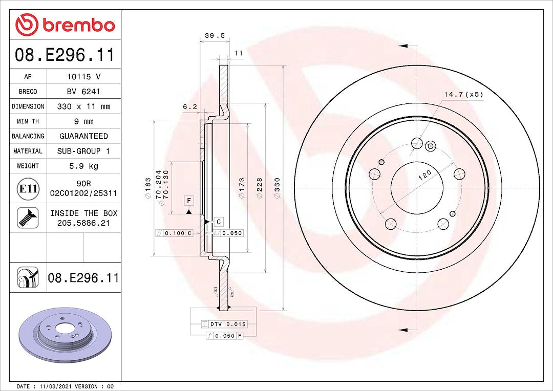 Brembo 08e29611c02 Brake Rotor||08e29611c02.Jpg||85||brm08e29611||1684193
