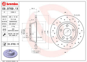 Product of Brembo 0897691XC02 Xtra Solid Cross Drilled 1 Piece Brake Rotor 