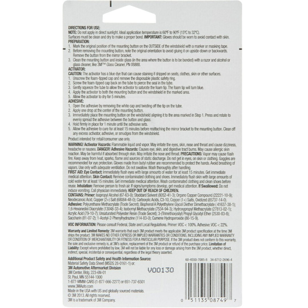 Product of 3m 08749 Interior Rear View Mirror Adhesive