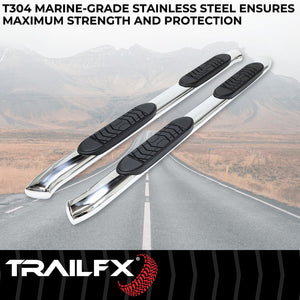 Product of TrailFX A7086S TFX 5" Oval Bent Side Bars Nerf Bar With Surface Steps 