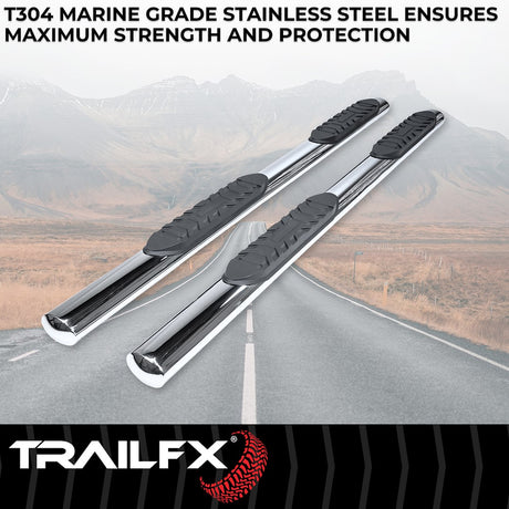 Product of TrailFX A1537S TFX 4" Oval Tube Side Steps Nerf Bar With Surface Steps 