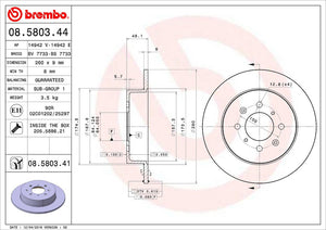 Product of Brembo 08580341C02 Solid 1 Piece Brake Rotor 