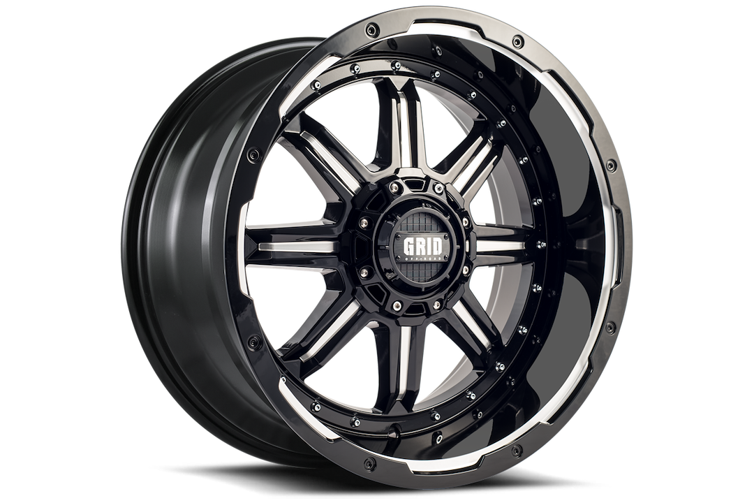 Product of Grid Wheels 18x9 Gloss Black With Natural Accents Wheel - 5x5.90 Bolt Pattern 