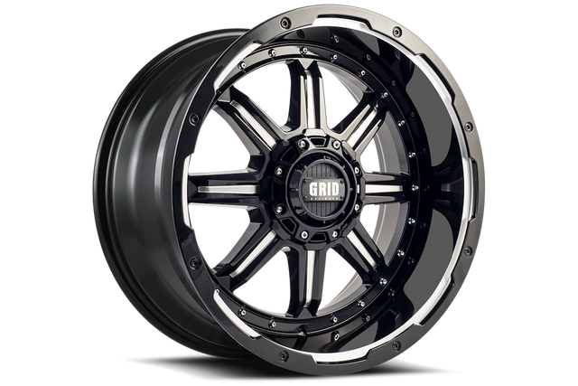 Product of Grid Wheels 18x9 Gloss Black With Natural Accents Wheel - 5x5.90 Bolt Pattern 