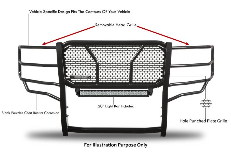 Black Horse Offroad Ru-Fof115-B-Kit Grille Guard||||92||blkfof115bkit||2007788