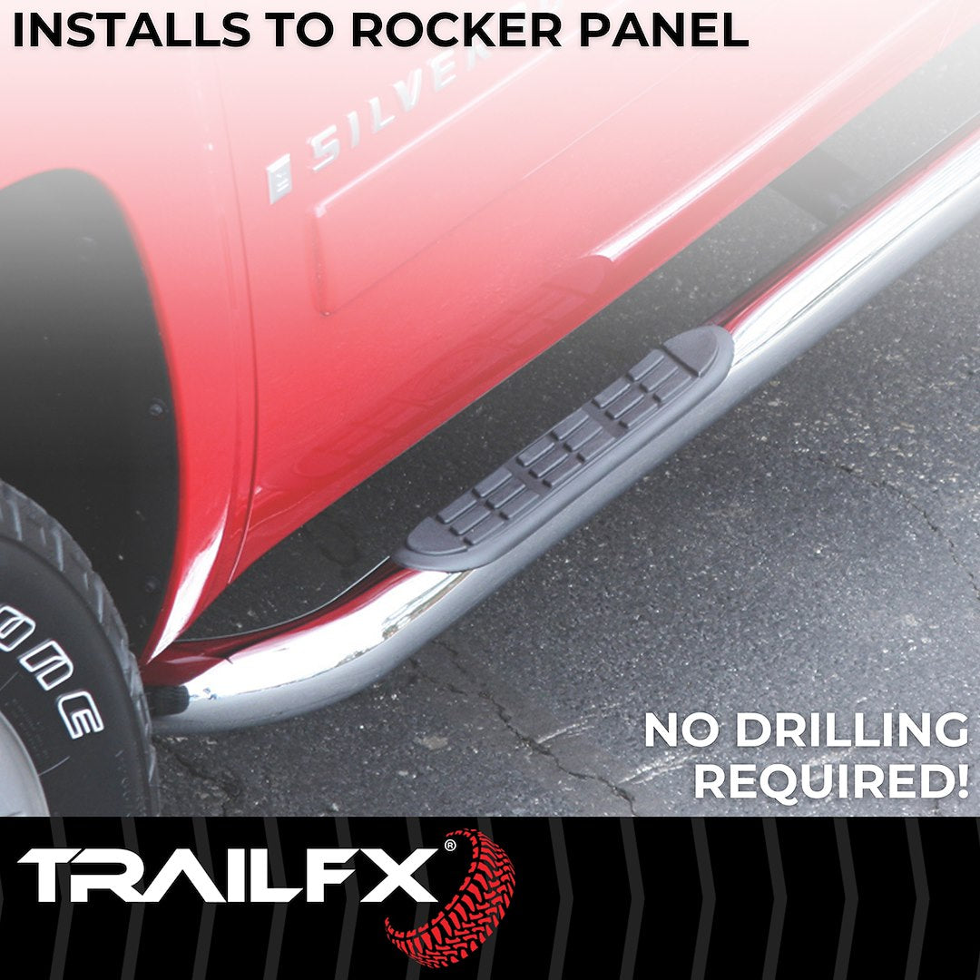 Product of TrailFX A0029S TFX Round Tube Side Steps Nerf Bar With Surface Steps 