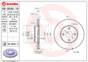 Product of Brembo 09854511C02 Vented 1 Piece Brake Rotor 