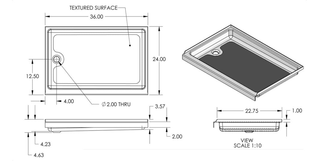 Specialty Recreation Sp2436wl Shower Pan||sp2436_Lh_Schem.Jpg||86||b1gsp2436wl||1717883