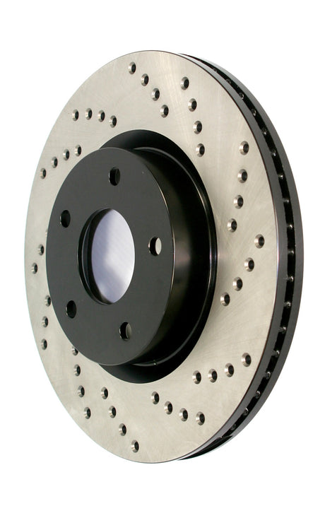 Product of Stop Tech/ Power Slot 128.22021R SportStop Cross Drilled Cross Drilled 1-Piece Brake Rotor 