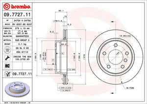 Product of Brembo 09772711C02 Vented 1 Piece Brake Rotor 