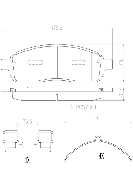 Product of Brembo P24135N Brake Pad - Set Of 4 