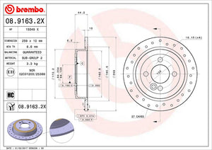Product of Brembo 0891632XC02 Xtra Solid Cross Drilled 1 Piece Brake Rotor 