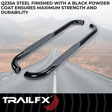 Product of TrailFX 1130301093 TFX Round Tube Side Steps Nerf Bar With Surface Steps 