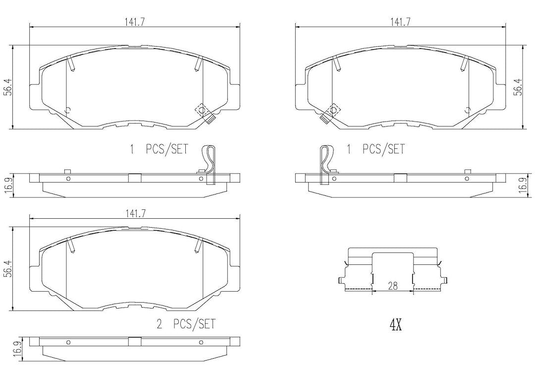 Product of Brembo P28035N Brake Pad - Set Of 4 