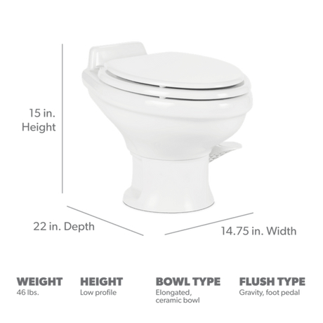 Product of Dometic 302321681 Permanent Full Bowl Flush Toilet , 13-1/2 Inch 