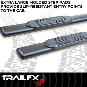 Product of TrailFX A7102T TFX 5" Oval Straight Side Bars Nerf Bar With Surface Steps 