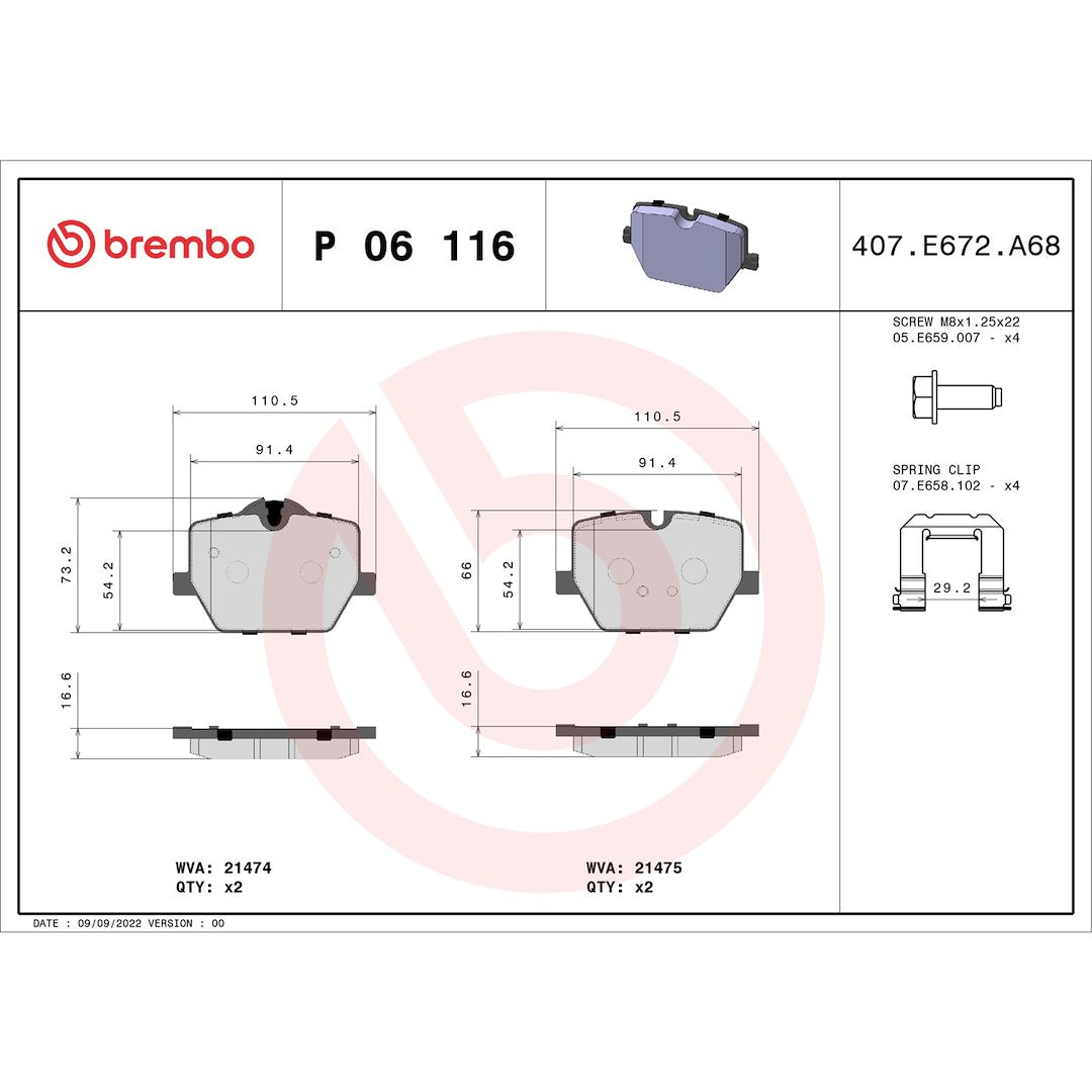 Brembo P06116 Brake Pad||p06116_Drw.Jpg||88||brmp06116||1754913