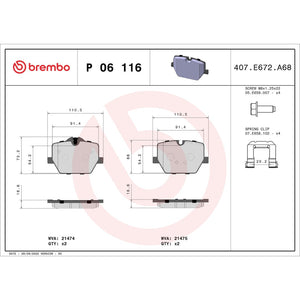 Brembo P06116 Brake Pad||p06116_Drw.Jpg||88||brmp06116||1754913
