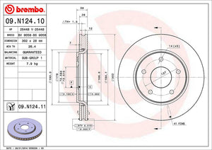 Product of Brembo 09N12411C02 Vented 1 Piece Brake Rotor 