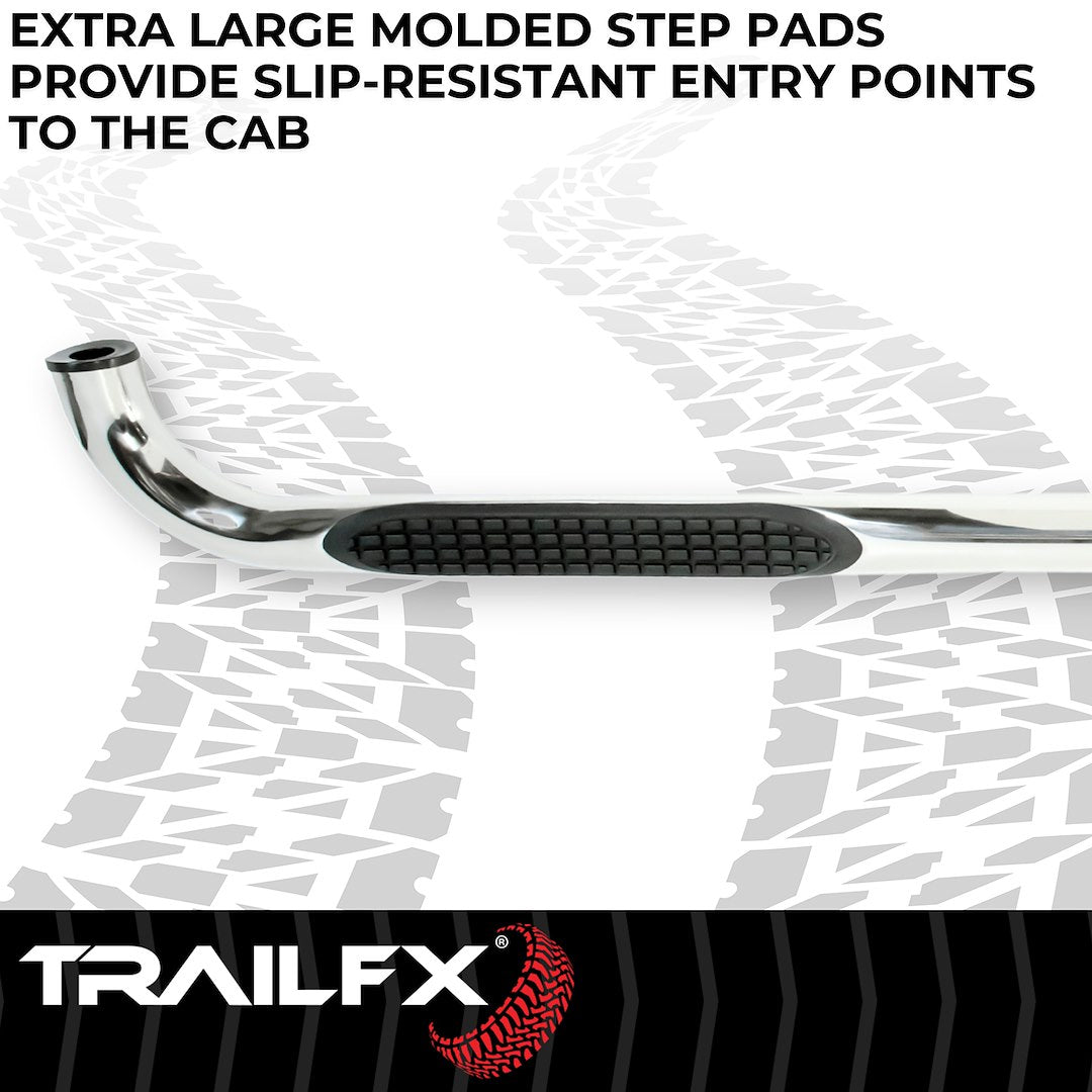 Product of TrailFX 1130304091 TFX Round Tube Side Steps Nerf Bar With Surface Steps 
