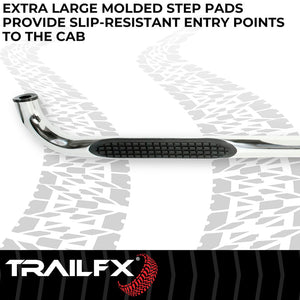 Product of TrailFX 1130304091 TFX Round Tube Side Steps Nerf Bar With Surface Steps 