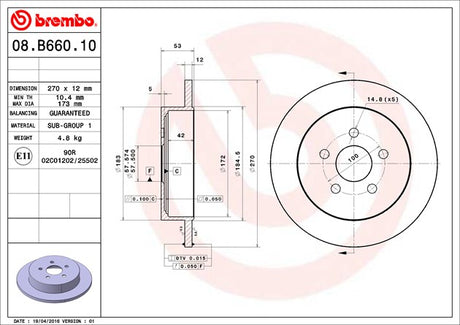 Product of Brembo 08B66010C02 Solid 1 Piece Brake Rotor 