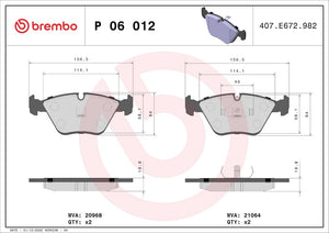 Product of Brembo P06012 Brake Pad - Set Of 4 