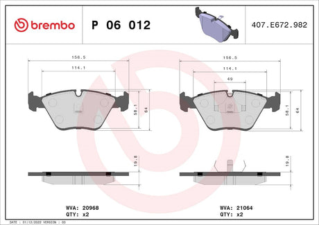 Product of Brembo P06012 Brake Pad - Set Of 4 