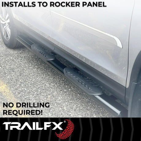 Product of TrailFX 2940413053 TFX 4" Oval Tube Side Steps Nerf Bar With Surface Steps 