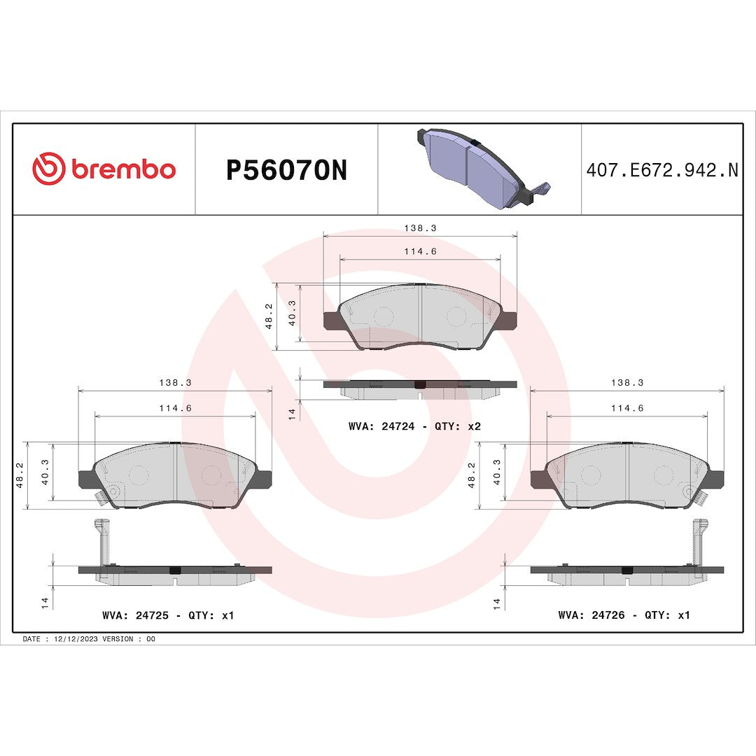 Brembo P56070n Brake Pad||p56070n_Drw.Jpg||89||brmp56070n||1753789