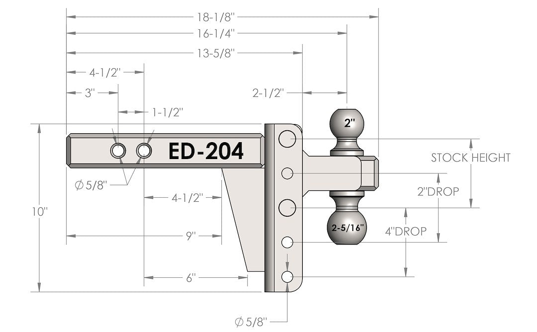 Bulletproof Hitches Ed204 Trailer Hitch Ball Mount||ed204 (2).Jpg||86||bphed204||995861