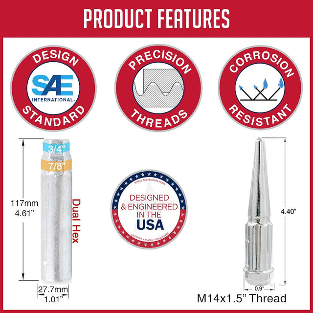 Product of Coyote Wheel Accessories 251848 60 Degree Conical 14x1.5 Lug Nut 